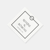 Minimalist Elegant Black & White Wedding Napkins スタンダードカクテルナプキン (角)