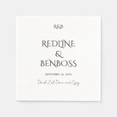 Minimalist Elegant Black & White Wedding Napkins スタンダードカクテルナプキン (正面)