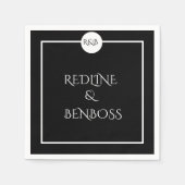 Minimalist Elegant Black & White Wedding Napkins スタンダードカクテルナプキン (正面)