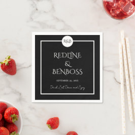 Minimalist Elegant Black & White Wedding Napkins スタンダードカクテルナプキン