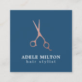 Minimalist Elegant Blue Rose Gold Hair Stylist スクエア名刺 (正面)
