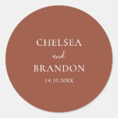Minimalist Elegant Boho Burnt Orange Wedding ラウンドシール (正面)