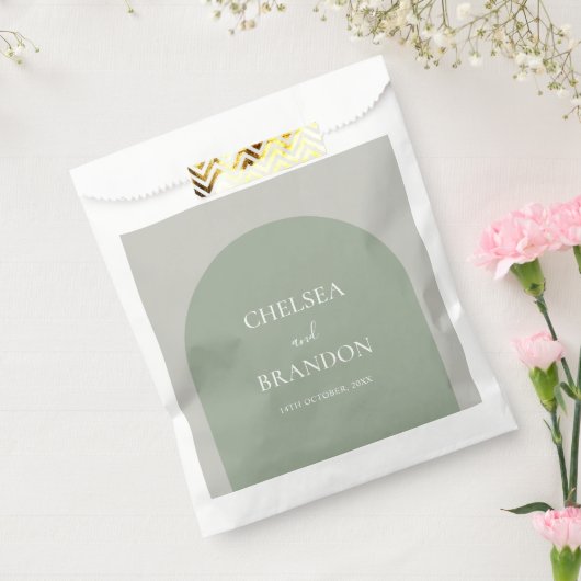 Minimalist Elegant Boho Sage Green Arch Wedding フェイバーバッグ (封をした状態)