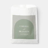 Minimalist Elegant Boho Sage Green Arch Wedding フェイバーバッグ (正面)