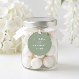 Minimalist Elegant Boho Sage Green Wedding ラウンドシール