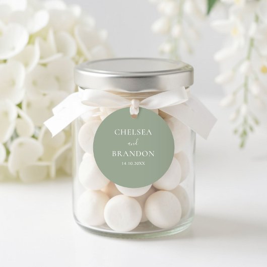 Minimalist Elegant Boho Sage Green Wedding ラウンドシール