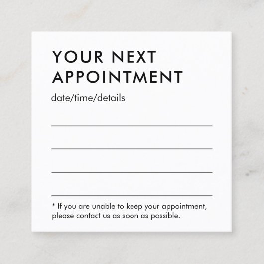 Minimalist Elegant Bold Black White  予約カード (正面)