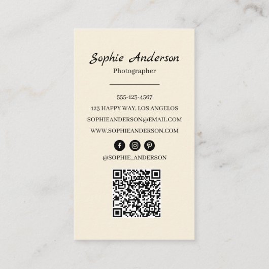 Minimalist Elegant Calligraphy Script Photography  名刺 (裏面)