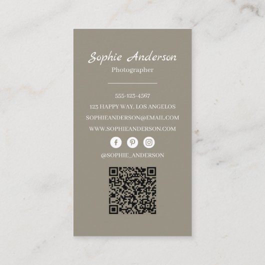 Minimalist Elegant Calligraphy Script Photography 名刺 (裏面)