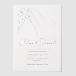 Minimalist Elegant Calligraphy Wedding Invitation ベラム紙招待状