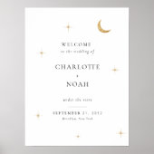 Minimalist Elegant Celestial Wedding Welcome Sign ポスター (正面)
