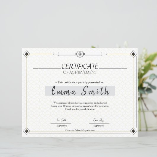 Minimalist Elegant Certificate Of Achievement Desi (スタンド正面)
