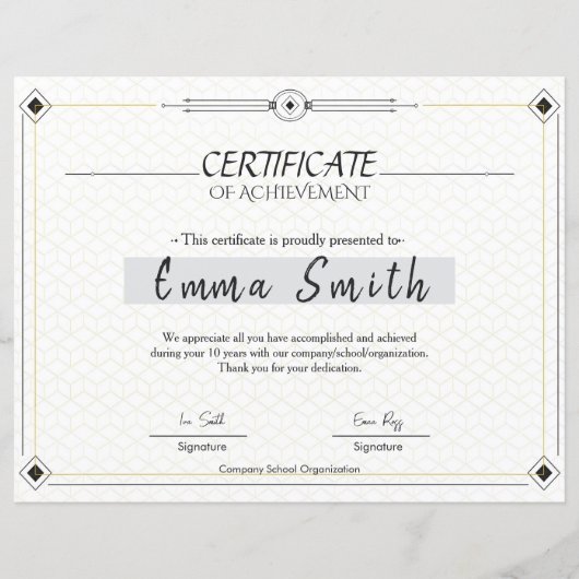 Minimalist Elegant Certificate Of Achievement Desi (正面)