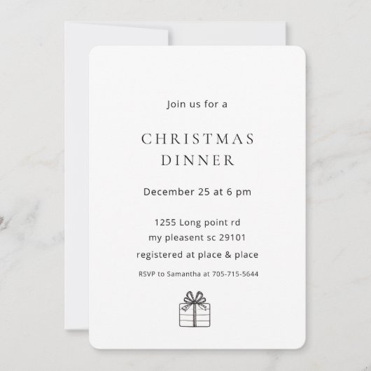 Minimalist Elegant Christmas Dinner  招待状 (正面)