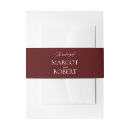 Minimalist Elegant Classic Burgundy Wedding 招待状ベリーバンド