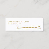 Minimalist Elegant Clean White Golden Hair Stylist スキニー名刺 (正面)
