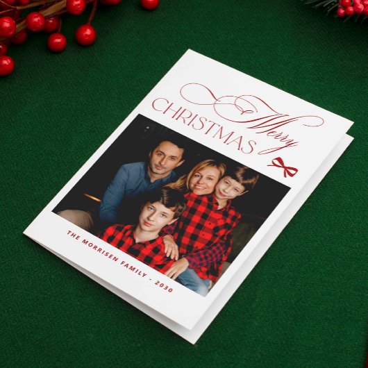 Minimalist elegant custom photo Merry Christmas シーズンカード