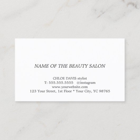 Minimalist Elegant Dark Grey White Bold Beauty 名刺 (裏面)