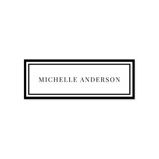 Minimalist Elegant Double Boarder Name  セルフインキングスタンプ (デザイン)