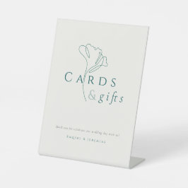 Minimalist Elegant Emerald "Card & Gifts" Wedding 台座サイン