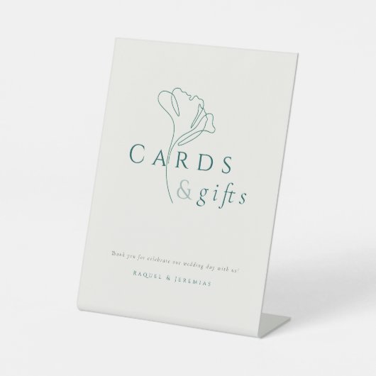 Minimalist Elegant Emerald "Card & Gifts" Wedding 台座サイン (正面)