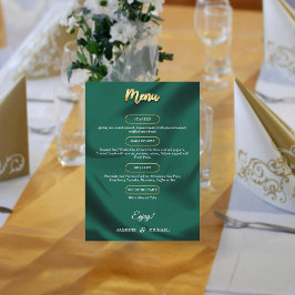 Minimalist Elegant Emerald & Gold Script Wedding  メニュー
