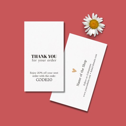 Minimalist Elegant Faux Gold Heart Shop 割引カード