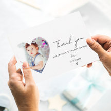 Minimalist Elegant First Birthday Photo Thank you