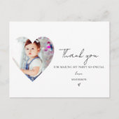 Minimalist Elegant First Birthday Photo Thank you ポストカード (正面)