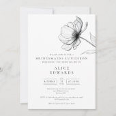 Minimalist Elegant Floral Bridesmaids Luncheon 招待状 (正面)