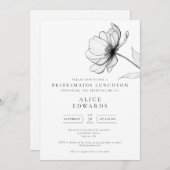 Minimalist Elegant Floral Bridesmaids Luncheon 招待状 (正面/裏面)