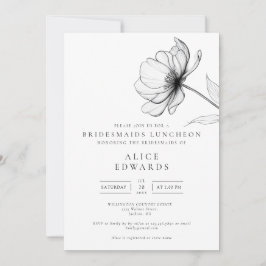 Minimalist Elegant Floral Bridesmaids Luncheon 招待状