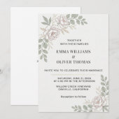 Minimalist Elegant Floral Wedding  招待状 (正面/裏面)