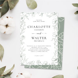 Minimalist Elegant Floral Wedding Invitation セーブザデート