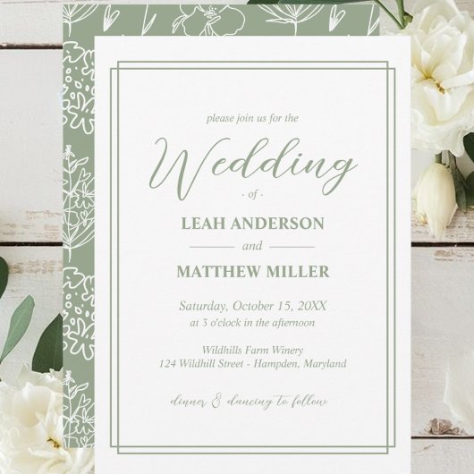 Minimalist Elegant Floral Wedding Invitation 招待状