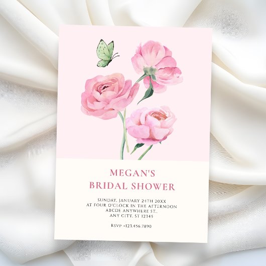 Minimalist elegant flower bridal shower 招待状