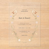 Minimalist Elegant Flowers Wedding アクリル招待状 (正面)