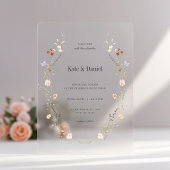 Minimalist Elegant Flowers Wedding アクリル招待状