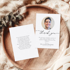 Minimalist Elegant Funeral Sympathy Memorial Photo サンキューカード