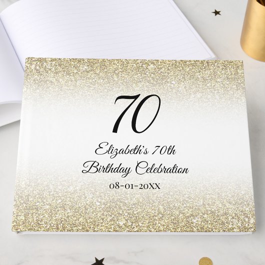 Minimalist Elegant Gold and Black 70th Birthday ゲストブック