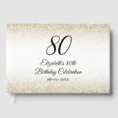 Minimalist Elegant Gold and Black 80th Birthday ゲストブック (正面)