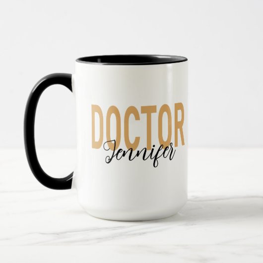 Minimalist & Elegant Gold Doctor with Custom Name マグカップ (左)