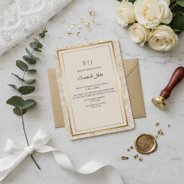 Minimalist Elegant Gold Frame Wedding 招待状