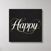 Minimalist Elegant Gold Happy Typography - Classy キャンバスプリント (正面)