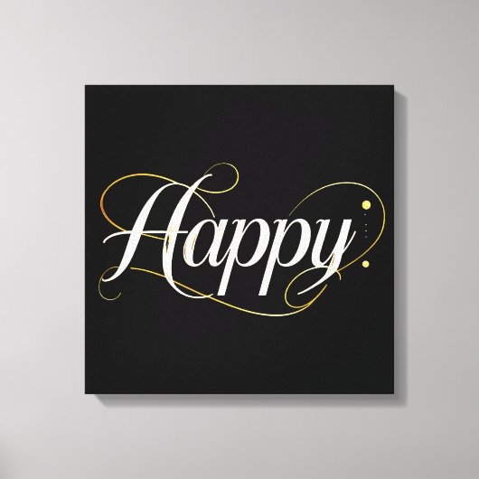 Minimalist Elegant Gold Happy Typography - Classy  キャンバスプリント (正面)