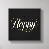 Minimalist Elegant Gold Happy Typography - Classy  キャンバスプリント (正面)