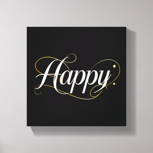 Minimalist Elegant Gold Happy Typography - Classy  キャンバスプリント (正面)