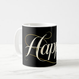 Minimalist Elegant Gold Happy Typography - Classy  コーヒーマグカップ