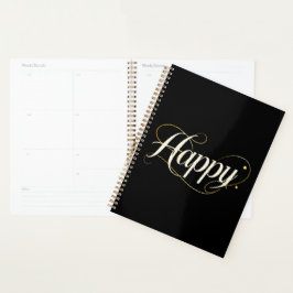 Minimalist Elegant Gold Happy Typography - Classy  プランナー手帳