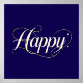 Minimalist Elegant Gold Happy Typography - Classy ポスター (正面)